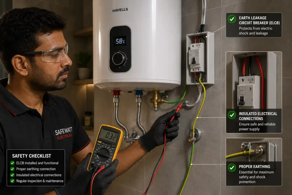 13 electric geyser with a digital multimeter