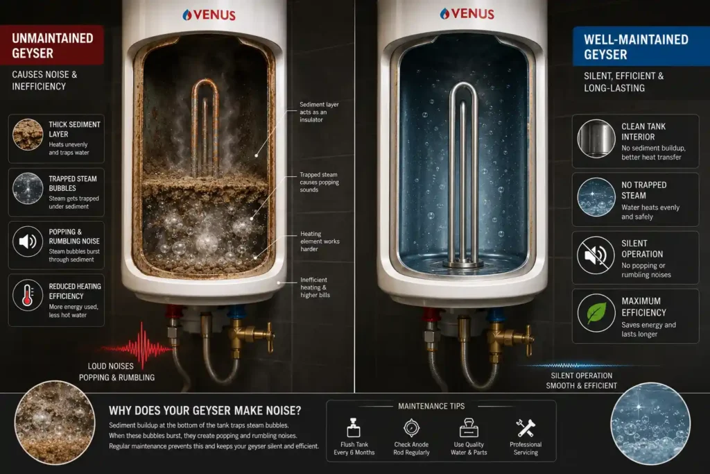 14 storage geyser showing trapped steam bubbles
